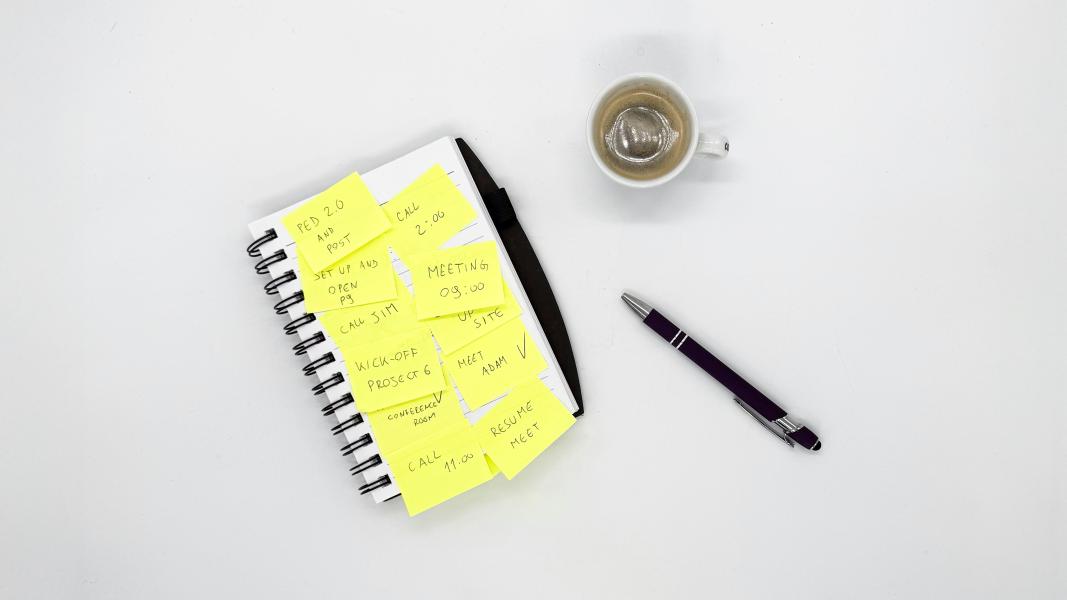 Notebook, coffee and pen
